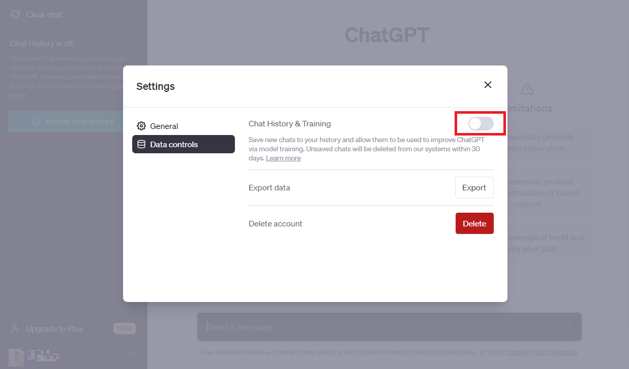 ChatGPT Chat History Training